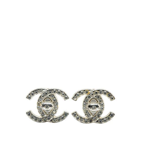 CHANEL Silver Coco Mark Earrings - Picture 1 of 4